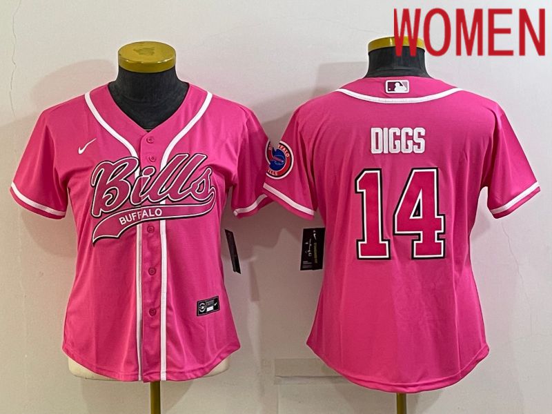 Women Buffalo Bills #14 Diggs Pink 2022 Nike Co branded NFL Jerseys->women nfl jersey->Women Jersey